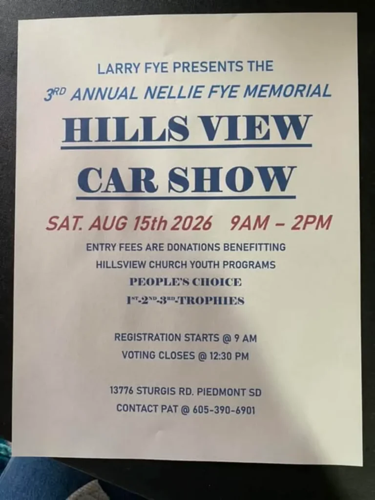3rd Annual Nellie Fye Memorial Hills View Car Show
